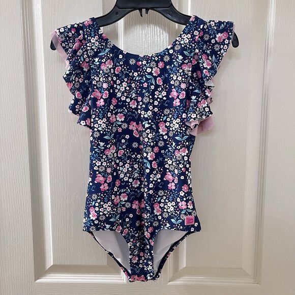 Rufflebutts Butterfly Sleeve One Piece Swimsuit Moonlit Meadow Girls Size 10 - Picture 1 of 14